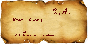 Kmety Abony névjegykártya